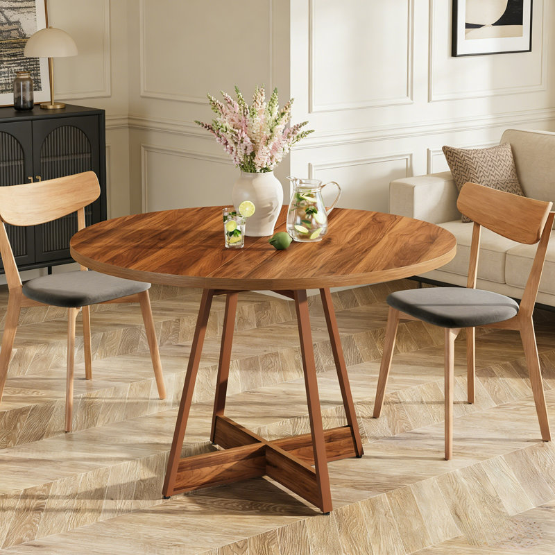 Table de salle à manger 39,4 po ronde, table de cuisine en bois pour petits espaces, salle à manger, restaurant et cuisine, noyer