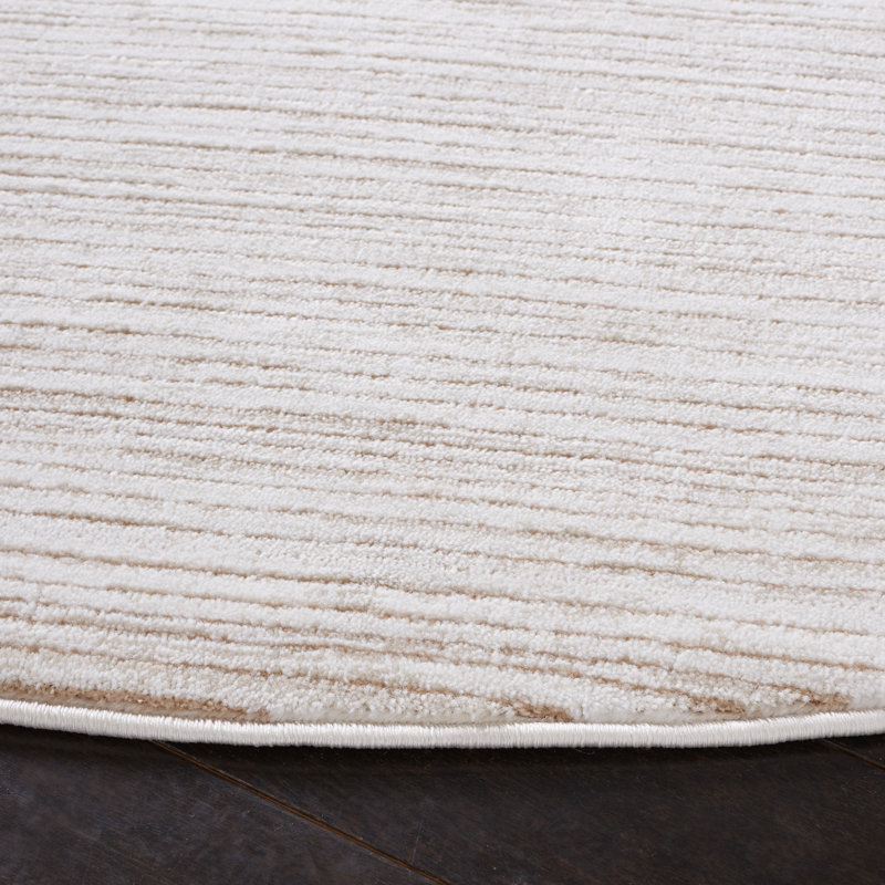 Vision Striped Area Rug In Ivory, Round 201 cm