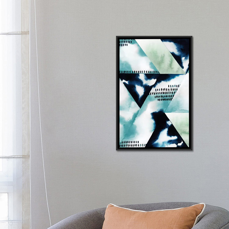 « blue billow ii », reproduction d’impression sur toile, H 26 po x l 18 po x P 1,5 po, Toile avec cadre noir, Pas de tapis