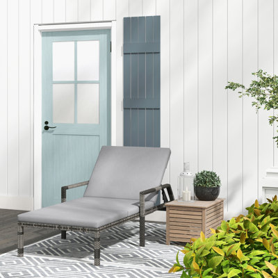Abrea Outdoor PE Rattan Sun Lounger Garden Chair 2 Wheels
