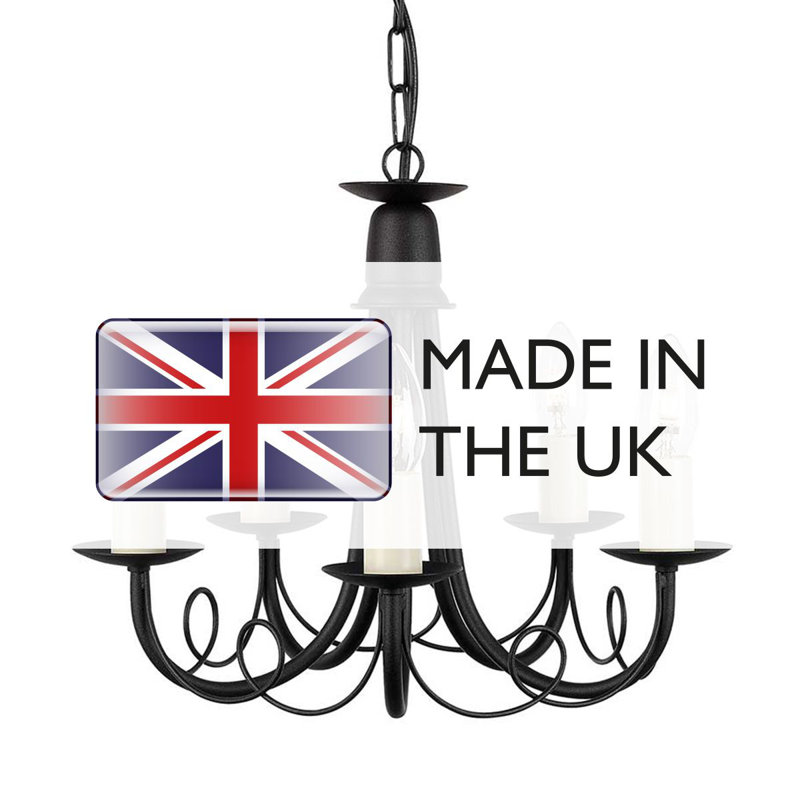 Docia 5 - Light Candle Style Chandelier, Black