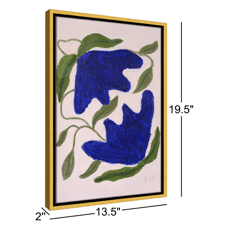«Colette Blue Anemones» par Camilla Bergqvist, H 19,5 po x l 13,5 po, Doré
