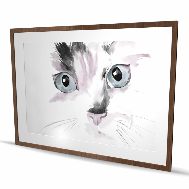 Close-up Watercolor Cat Print - Pink Reflection | Home Decor