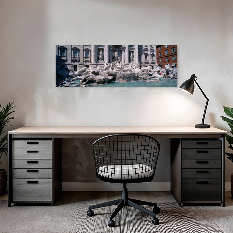 Fountain In Front Of A Building Trevi Fountain Rome Italy by K. H. Hanel - Wrapped Canvas Panoramic Print