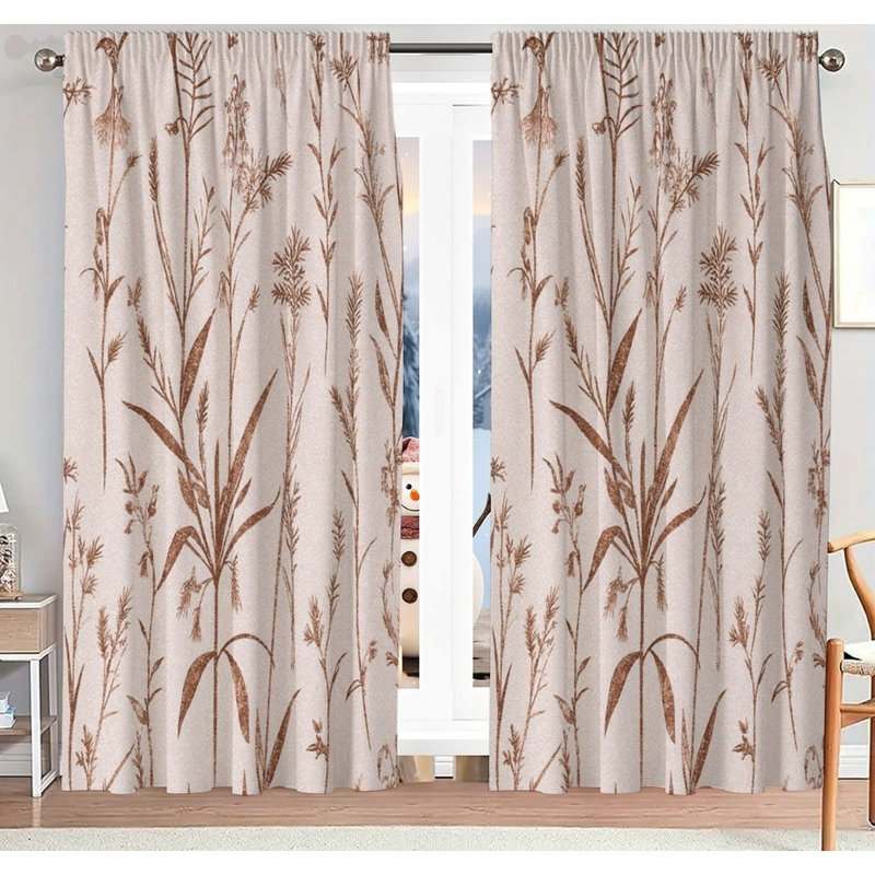 Tan Wild Grass Blackout Curtains Set Of 2, 28 × 40