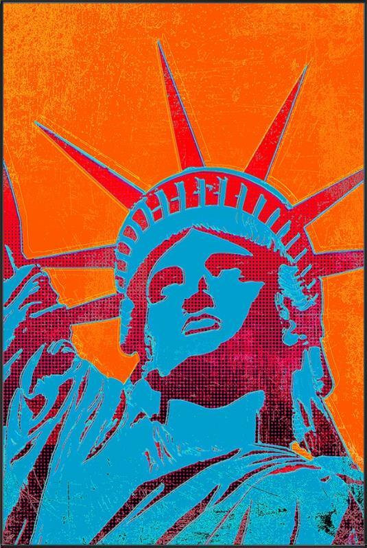 Lady Liberty, 25.5" H x 17.5" W, Orange;Blue;Pink