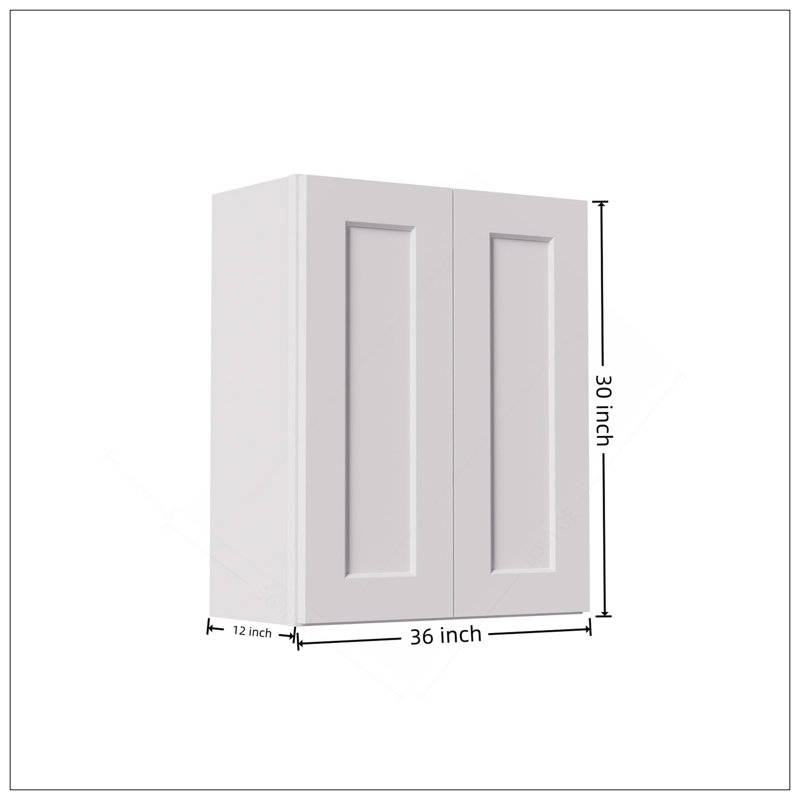 Armoire murale à double porte 36 po en bois massif 36 po avec 2 tablettes réglables prêtes à assembler pour la cuisine, la salle de bain, la buanderie et le garage (l 36 po x P 12 po x H 30 po)