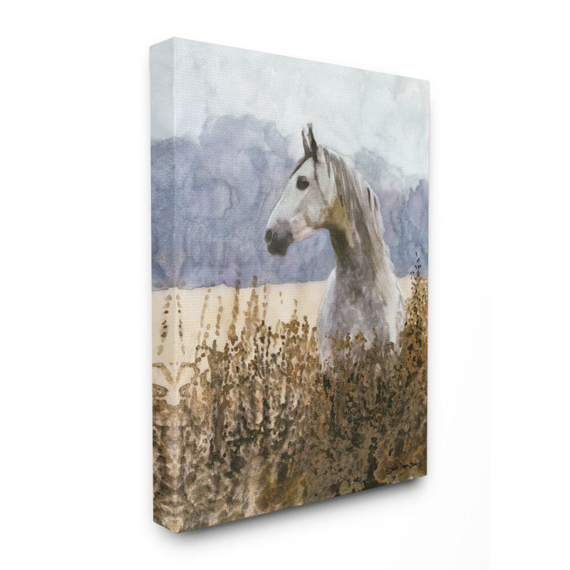 «Wild Horse in Tall Grass Side Portrait» par Stellar Design Studio - reproduction d'art, H 40 po x l 30 po x 1,5 po