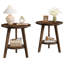 Ensemble de 2 tables de bout rondes en bois massif à 2 niveaux avec tablettes de rangement-849436488-849436493