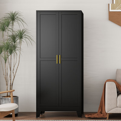 70.9”H Tall Metal Freestanding Armoire Wardrobe Closet with Hanging Rod by winiowa