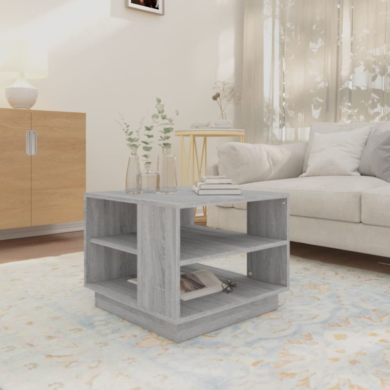 Table de bout en verre avec rangement, 21,7 po x 21,7 po x 16,9 po, Blanc
