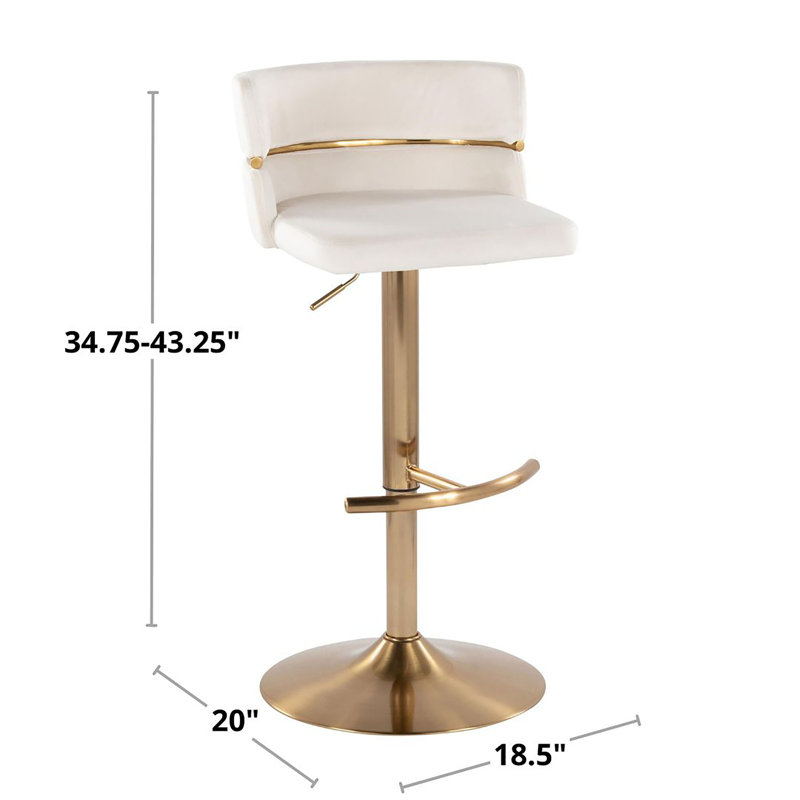 Lakyia Swivel Upholstered Adjustable Height Counter Stool with Metal Frame, Cream