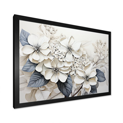 «Grey Minimalisme Hydrangea Delight I», reproduction sur toile
