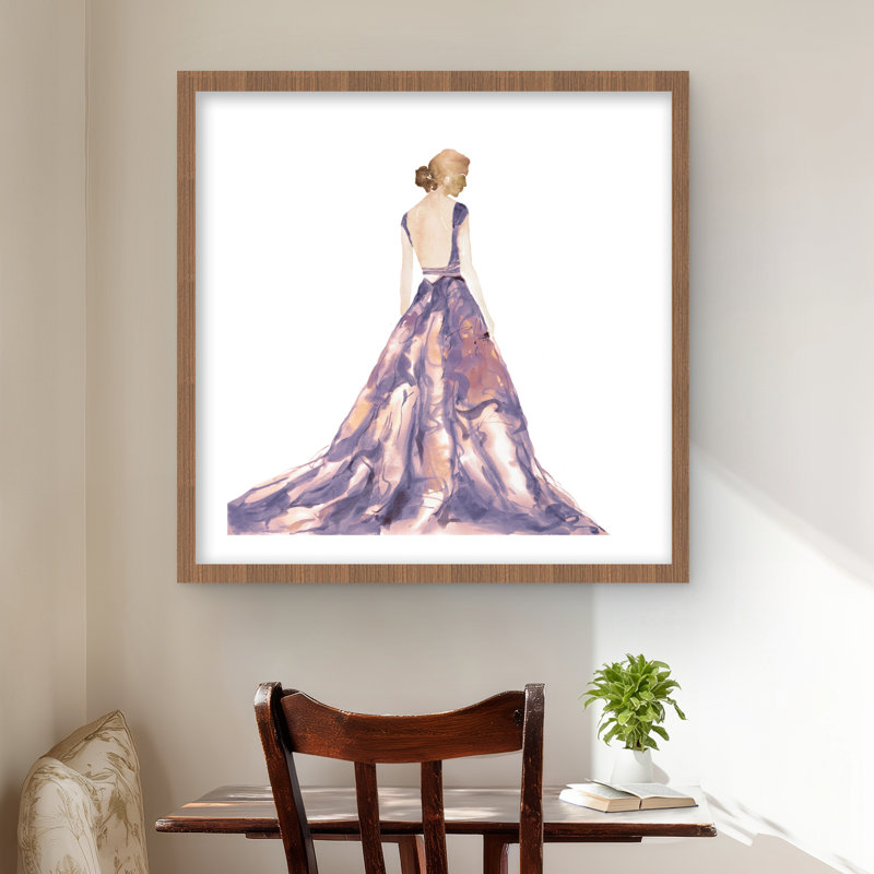 Robe de bal mauve mauve - imprimé mat encadré pour la décoration intérieure, H 24 po x l 24 po, Brun