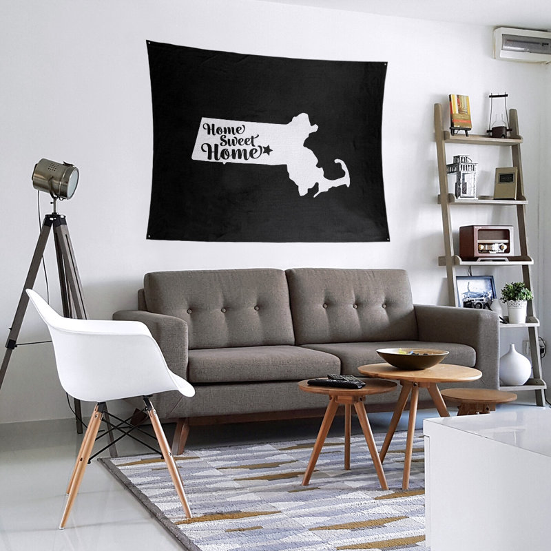 Tapisserie murale Home Sweet Worcester, H 88 po x l 104 po, Noir