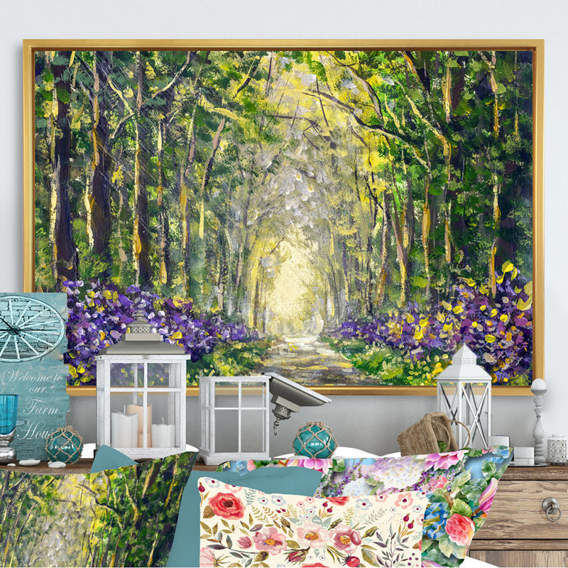«Path To The Enchanted Forest III», reproduction encadrée sur toile, H 12 po x l 20 po x P 1 po, Cadre flottant doré