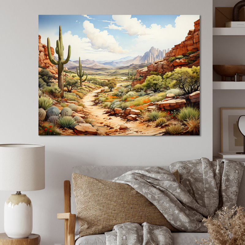«Mexico Cactus Oasis Impasto II», reproduction d'art sur toile, H 24 po x l 32 po x P 1 po, Toile tendue