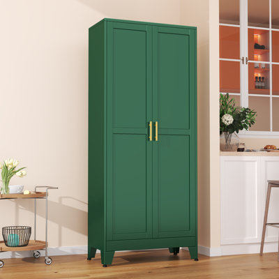 Armoire en métal Natthan pour cuisine, salle à manger et salon avec 2 portes et 5 tablettes réglables