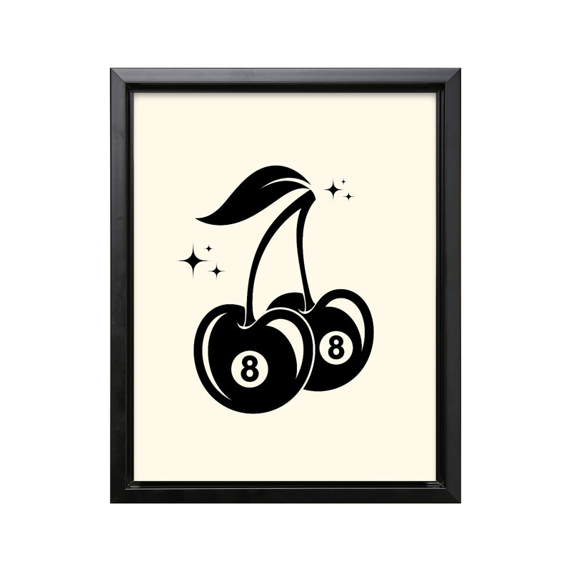 Simple cerise à 8 boules, Black Framed, Canvas, 12"H x 16"W