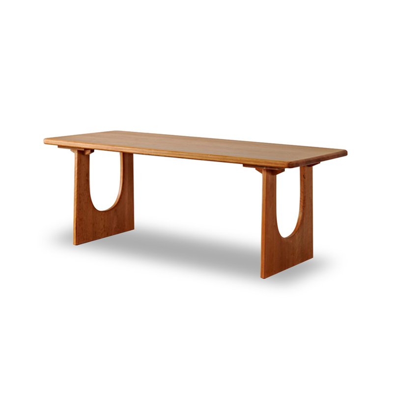 Table de salle à manger rectangulaire en bois massif rouge-brun, H 29,53 po x L 78,74 po x l 31,5 po