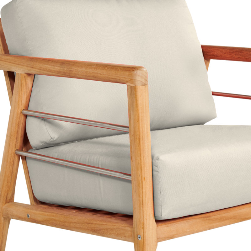 Fauteuil club d'extérieur en teck Goronwy Aalto, Toile Toile Toile Sunbrella®, Naturel sablé