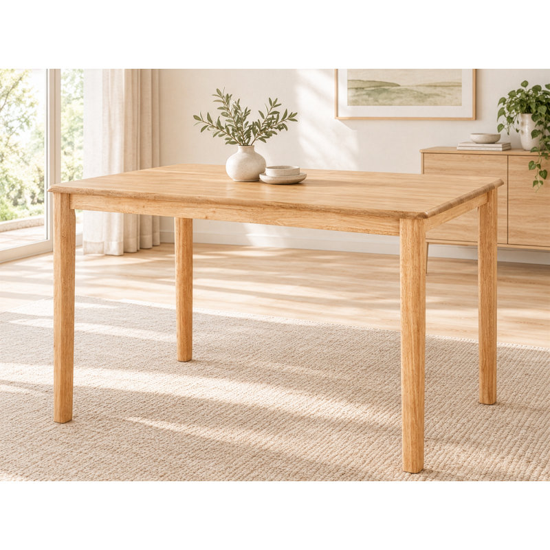 Callaway Rubberwood Rectangular Wood Top Dining Table with Wood Base, H75 x L114 x W71cm