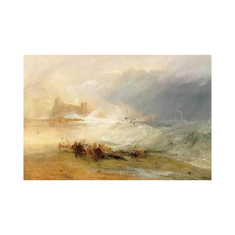 Wreckers - Coast Of Northumberland, With A Steam Boat Assisting A Ship Off Shore, 1834 by J.M.W. Turner - Wrapped Canvas Painting