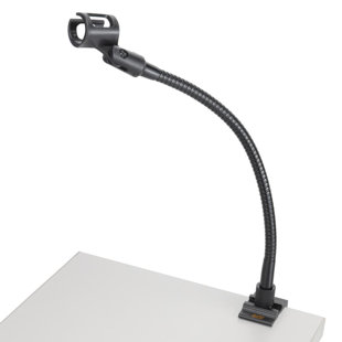 Microphone Arm Stand Long 12'' Sturdy Gooseneck Mic Stand Adjustable Microphone Arm Stand With Clamp - Mic Holder Flexible Mike Stand Podium Compact Mic Arm For Desk Traveling (Black) By Auray