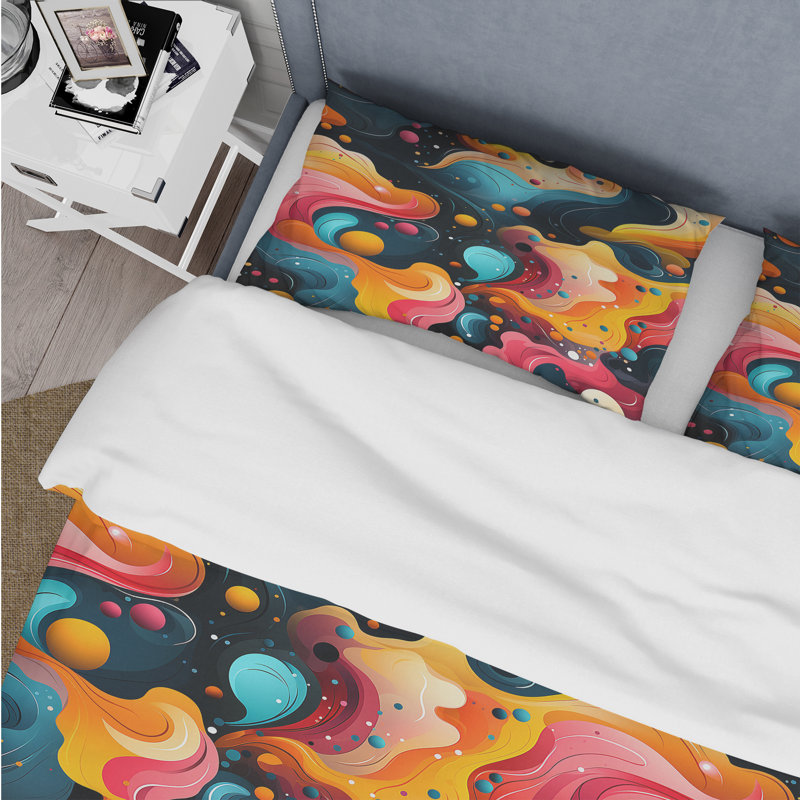 Literie multicolore Popart Playful Matrix III, Housse de couette pour très grand lit et 2 très