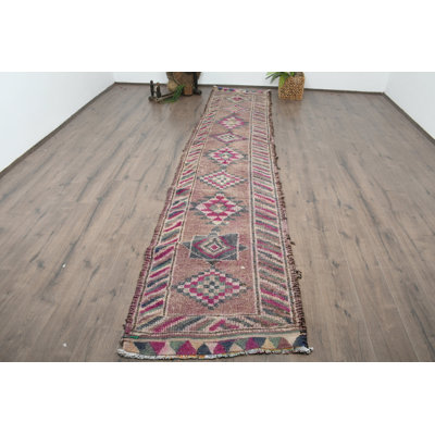 Tapis rouge Kilim en laine rouge 33,1 x 157,9 po