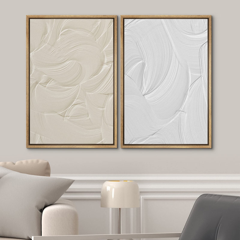 Reproduction sur toile «Duotone» beige et blanc, H 24 po x l 16 po, Naturel