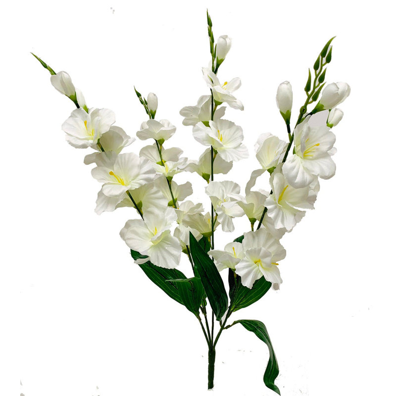 Fleur artificielle glaïeul, Blanc / Blanc