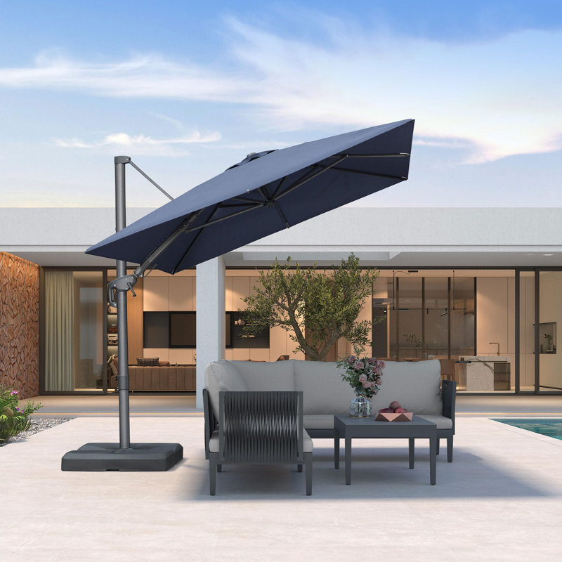 Parasol en porte-à-faux inclinable rotatif 360 ° 8 'x 10' pivotant à gauche et à droite avec rotation à 360 degrés
