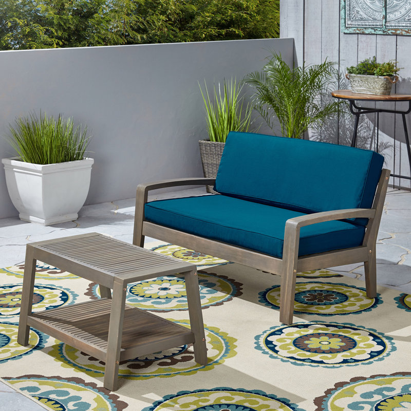 Sondra Acacia 2 - Person Patio Conversation Set with Cushions, Gray
