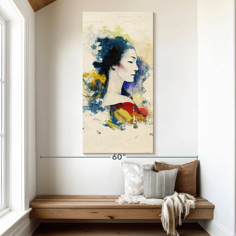 Portrait de geisha classique, H 54 po x l 27 po