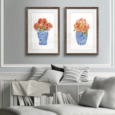 " Sweet Peonies I " by Vincent Van Gogh 2 - Pieces