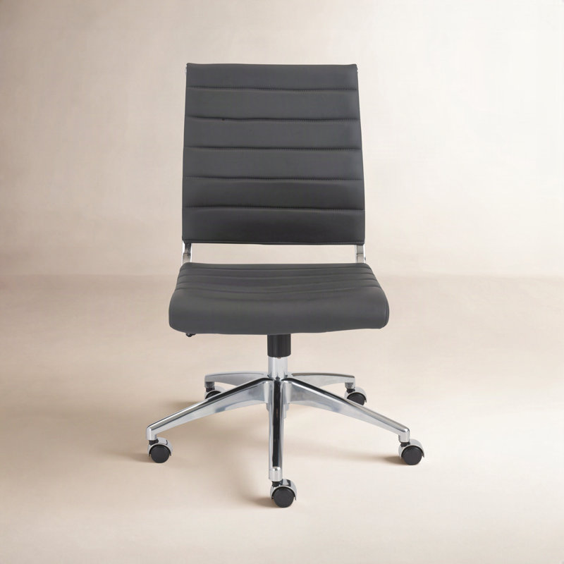 Rossie Office Chair, No, Gray Faux Leather