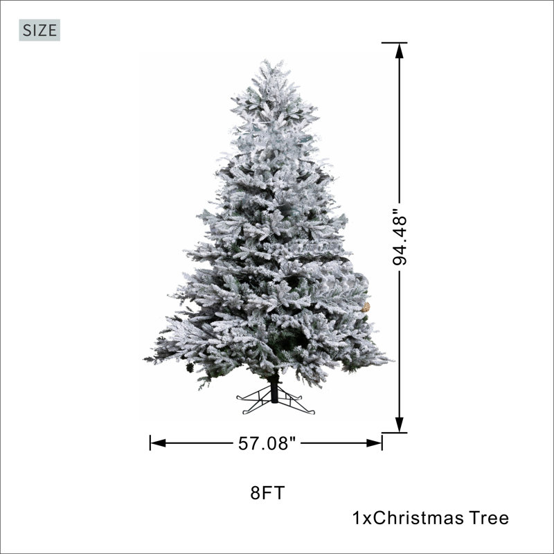 Arbre de Noël pin floqué,  8 pi