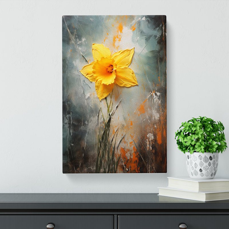 Daffodil Flower Action Painting No.4 - Print, 60cm H x 40cm W x 3cm D
