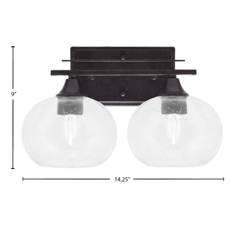 Uptowne 2 Light Bath Bar Shown In Dark Granite Finish With 7" Glass, Clear