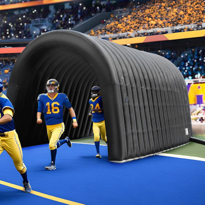 Large Inflatable Entrance Tunnel with Built-in Blower, Sports and Commercial Tunnel for Promotions (Black, 20x10x10FT)
