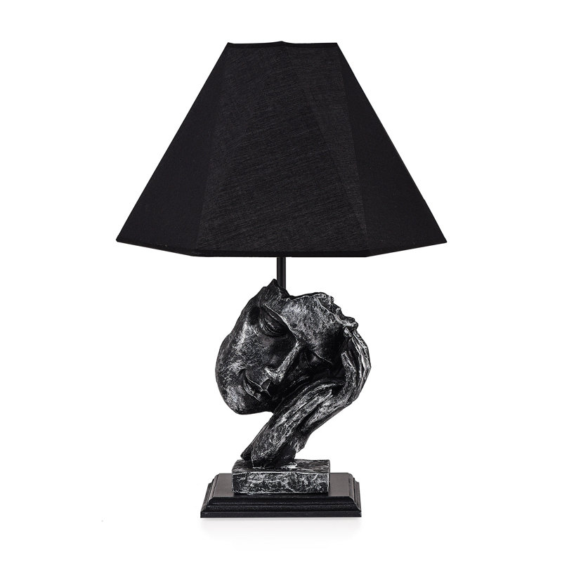 Lampe de table en métal, Argent / noir, Noir