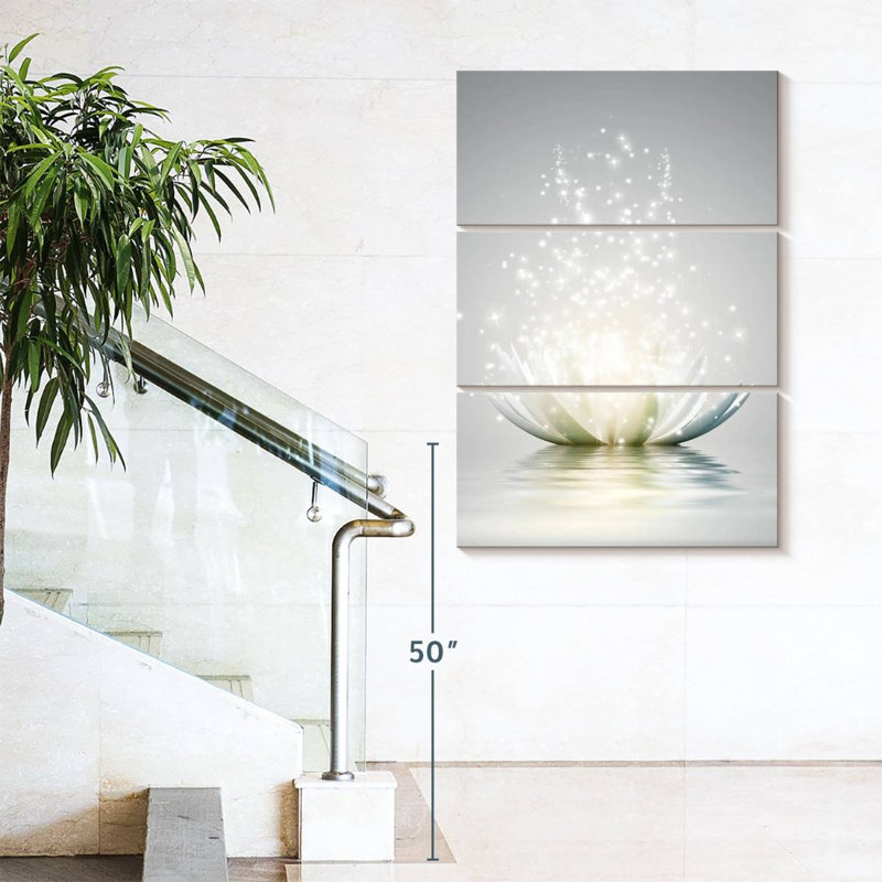 " Lotus Sparkle " 3 - Pieces, 65" H x 42" W x 1.25" D