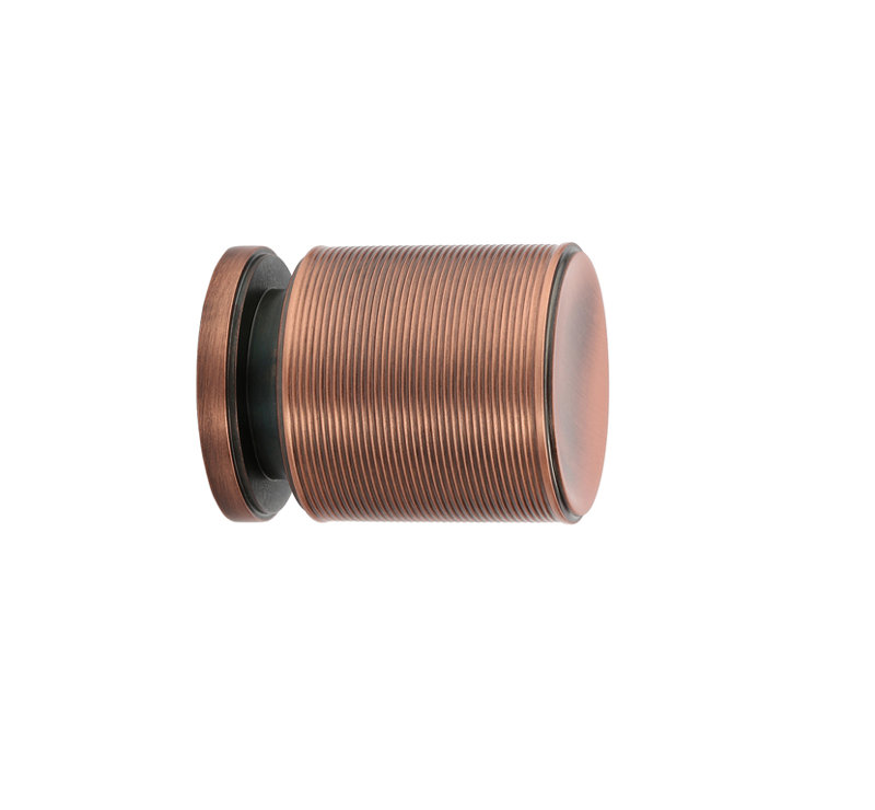 Monaco Cylindrical Knob, 0.75" H x 0.74" W x 0.74" D, Brush Brass/Black