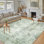Modern Abstract Washable Rug In Light Green