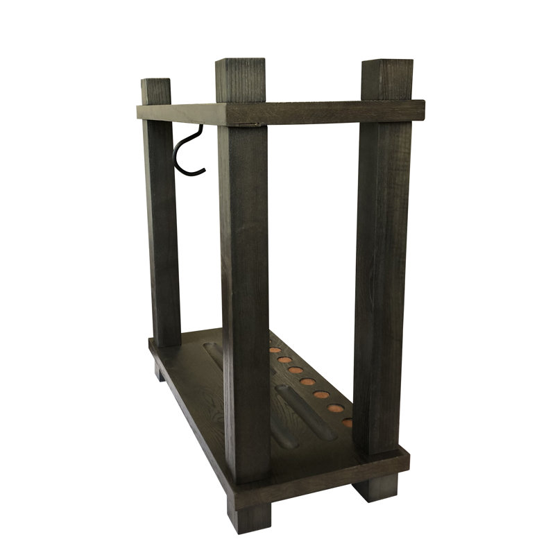 Hardwood 8-cue Billiard Floor Rack, Weathered Fieldstone