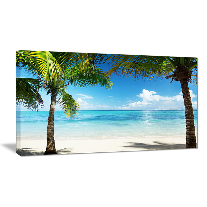 Coastal Palm Trees Sea, photographie sur toile - Palmiers et mer, H 8 po x l 12 po, Toile tendue