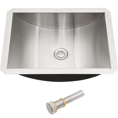 Lavabo de salle de bain en acier inoxydable 18 "x 13" en nickel brossé avec bonde escamotable, revêtement nano pour une résistance à l'usure et à la déchirure, finition sans empreinte digitale, patins insonorisants, installation sous le comptoir