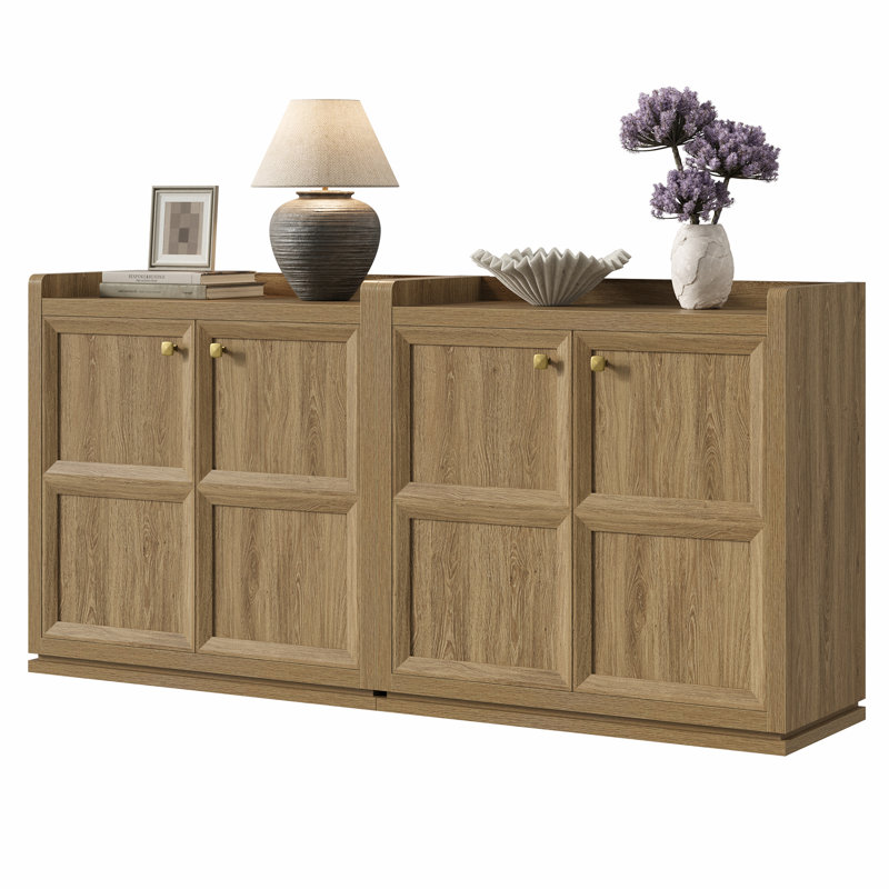Buffet Helio de 34 po avec tablette réglable et coins ronds sécuritaires, Chêne naturel, 2