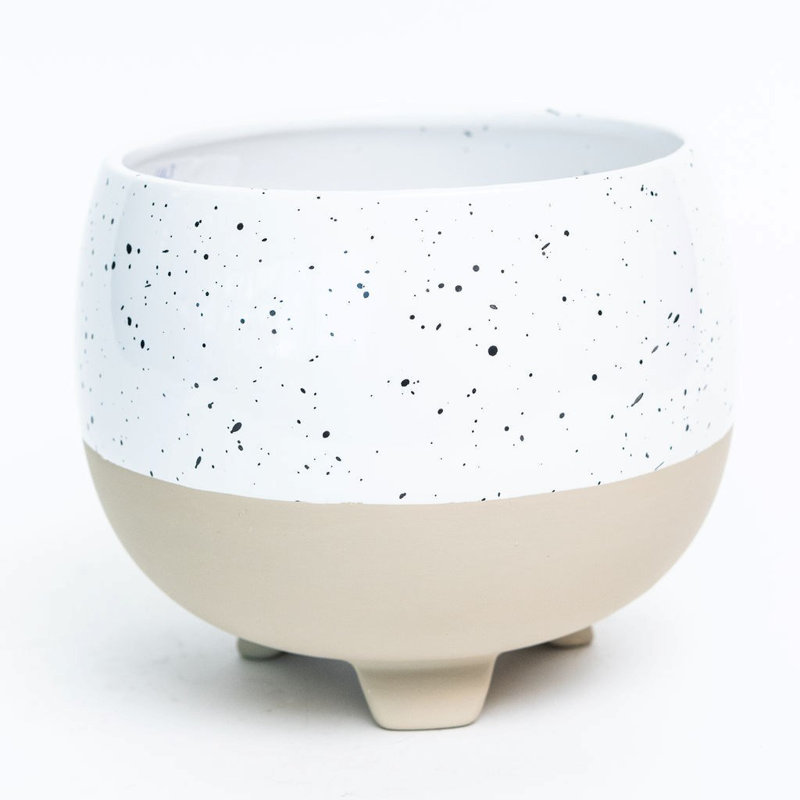 Fiskerton Ceramic Pot Planter, 6.1" H x 7.1" W x 7.1" D, White